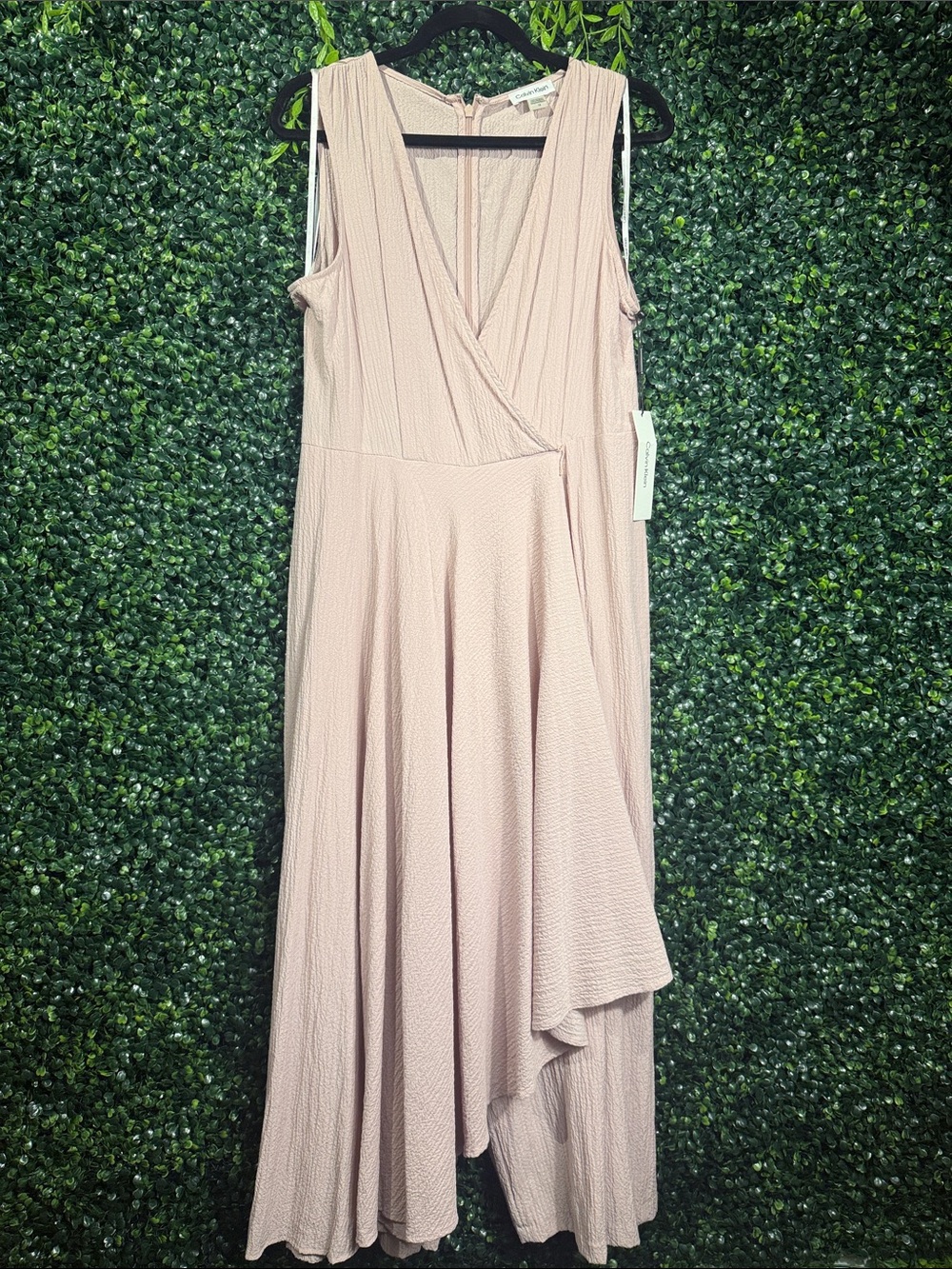 Sleeveless Blush Pink Wrap Maxi bell bottom pant suit